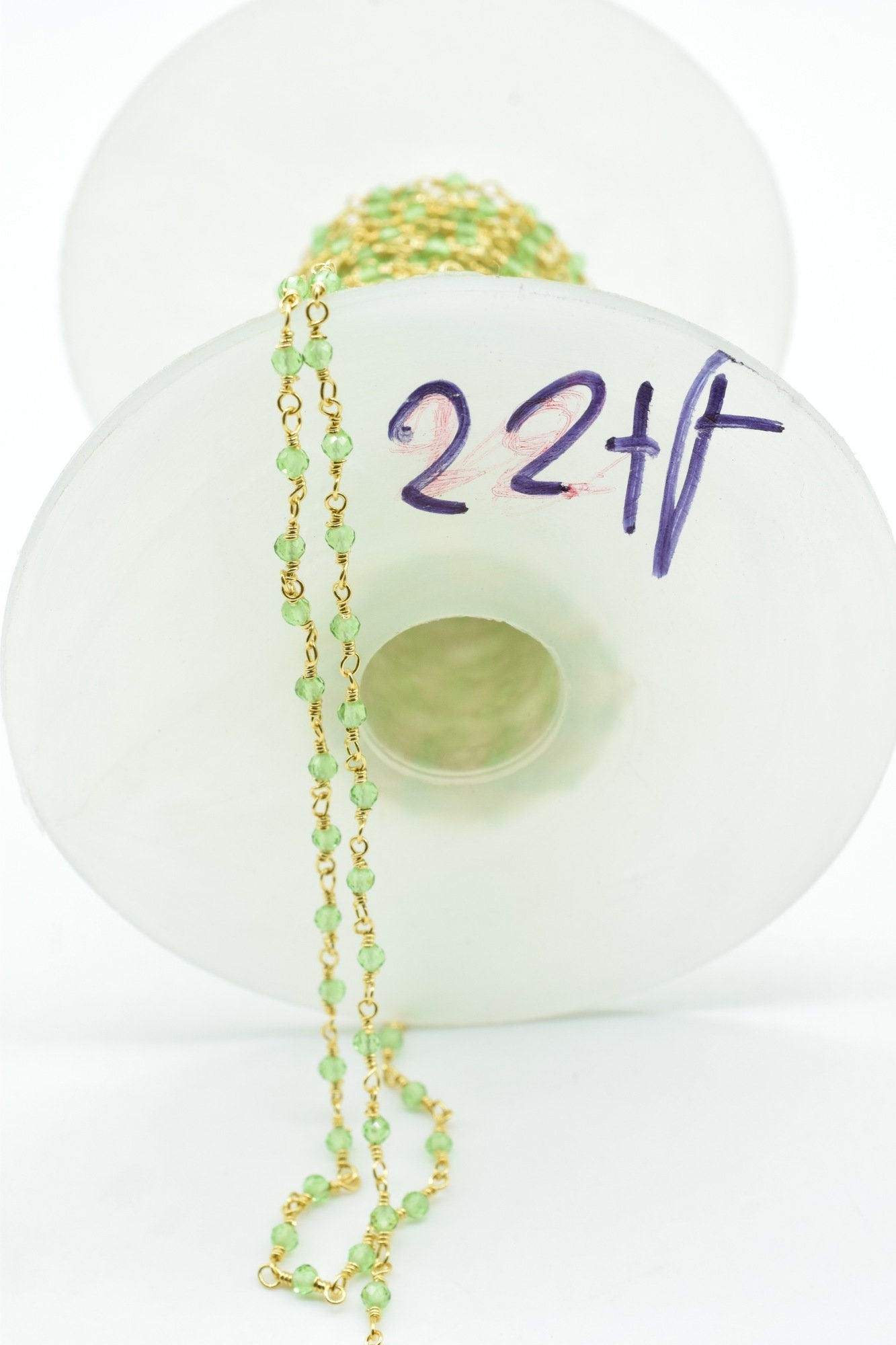 Peridot 2mm Beaded Chain,Peridot Rosary chain,Peridot Gold Plated Wire Wrap Chain,Jewelry Making Chain,Rosary chain,Peridot vermeil chain