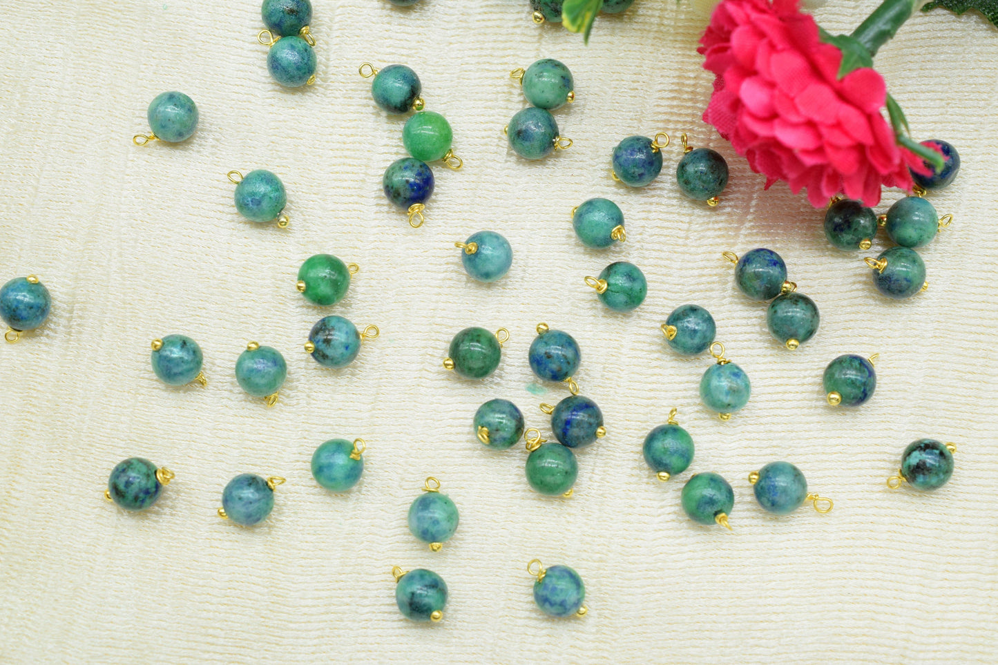 Sediment Imperial Jasper 6mm Round Smooth Beads/Earring Component/Jasper Single wire wrapped Beads/Round Beads Connector/Gemstone Beads/Gift