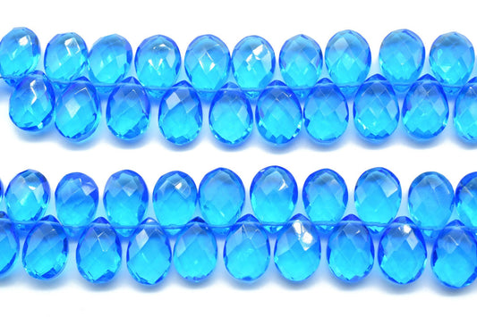 Blue Topaz Faceted Pear Shape Strand,8x12mm Pear Shape Briolettes,Jewelry making pear Shape Beads,Topaz jewelry beads,blue topaz Briolettes
