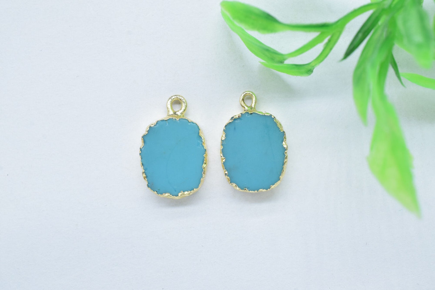 Blue Turquoise Pendant Charms,Pendant necklace Connector,Turquoise Pendant Jewelry,Gemstone Single Bail Connectors,Handmade Cabechon Charms