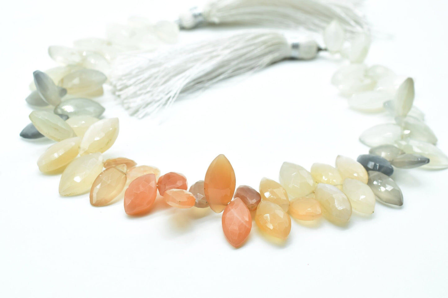 Multi Moonstone 7x14mm faceted Marquise Shape Briolettes,Multi Moonstone Briolette,AAA Quality Briolette,9'' Marquise shape strand,Moonstone