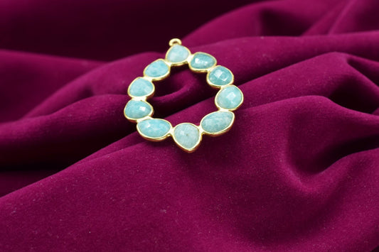 Amazonite Earring, Amazonite Pendant,Amazonite Bezelt Bezel,Pendant Connector,Six Attached Bezel,Necklace Pendant
