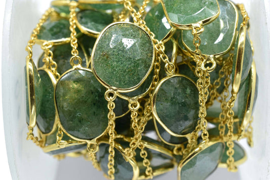 Green Stawbery Faceted Bezel Connector,Green Quartz Bezel Chain,Free Size Gemstone Connector,Jewelry making chain,Green Quartz Bezel Jewelry