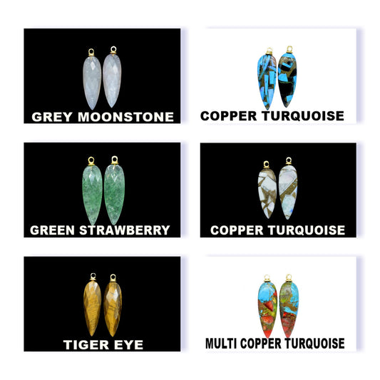 Gemstone Long Teardrop Pendant,Teardrop Drill Pendant Charm,Craft Supplies Tools,Findings Link Pendants,Single Bail Connector,Component Gift