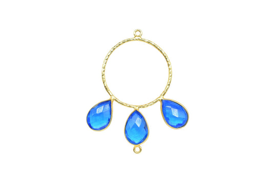 Blue Topaz Pendant/Gold Plated Jewellery/Connector Jewellery/Blue Gemstone Jewellery/Brass Connector Jewellery/Double Bail Pendant/Gift