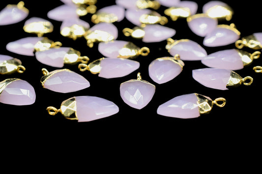 Rose Quartz Electroplated Pendant,Gemstone Component,Handmade Connector,horn shape Pendant Charm,Electroplated Pendant jewelry Gift For Her