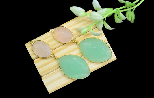 Aqua Quartz Dangle pendant Connector,Handmade jewelry,Rose Quartz pendant Charm,Component pendant,Station Link,Multi Gemstone Dangle Earring