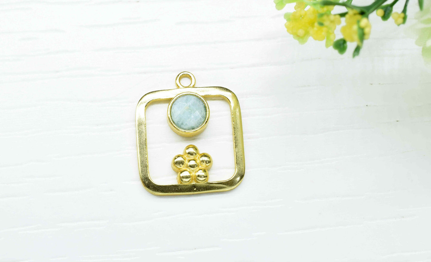 Amazonite Gemstone Component ,Amazonite Connector Pendant , Gold Plated Connectors , Pendant Jewelry , Earring Component , Women Jewelry