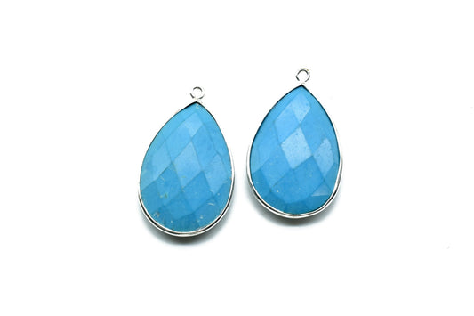 Natural Turquoise 20x30mm Pear Shape single Loop Charm,Turquoise Faceted Pear Shape Connector,Bezel Pear Shape Connector,Turquoise charms