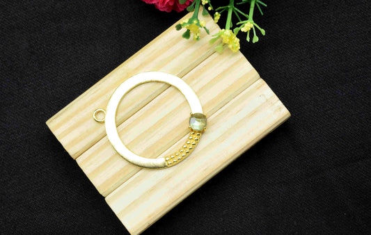 Labradorite Component , Single Bail Charm , Labradorite Connector Pendant , Gold Plated Connectors , Earring Component , B'day Gift