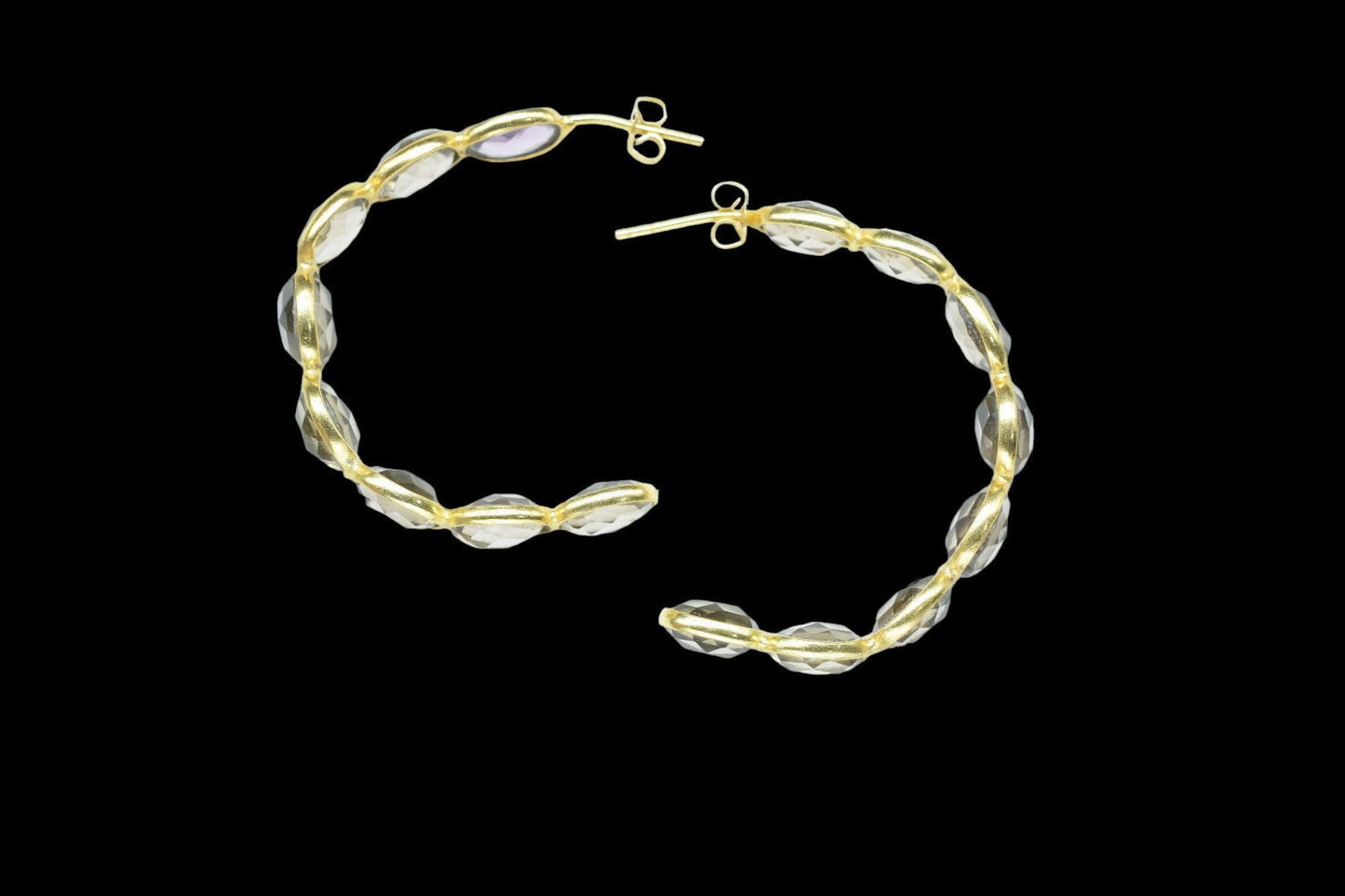 Amethyst Quartz Earring/Purple Gemstone Earring/Handmade Earring/Bridal Earring/Gold Plated Earring/Women Earring/Hoop Earring/B'day Gift