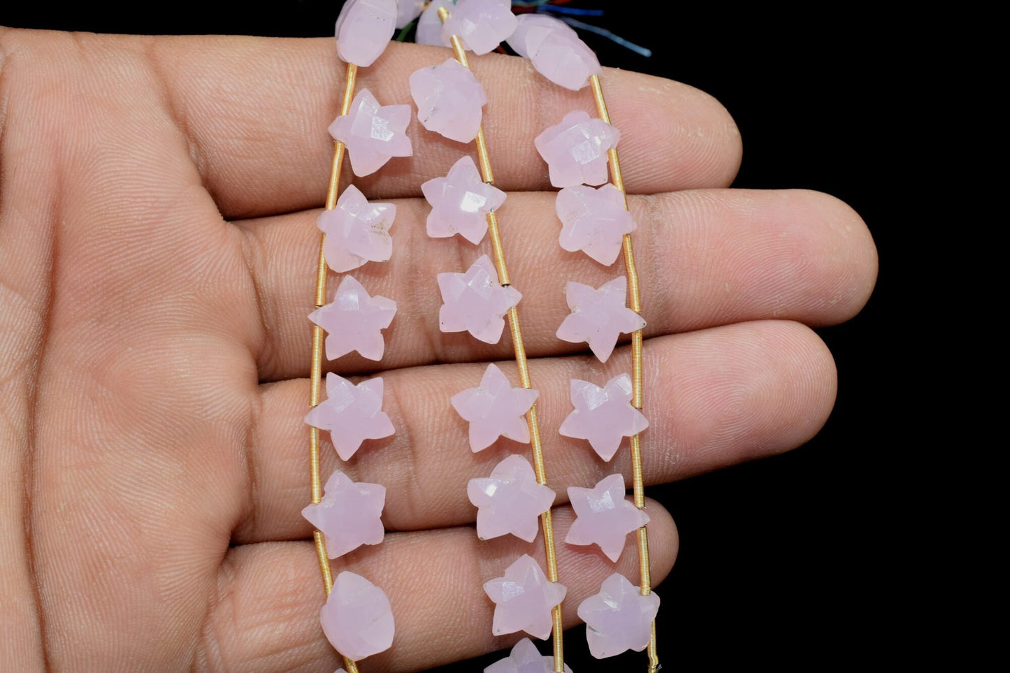 Pink Chalcedony Star Shape Briolette,Pink Chalcedony Faceted Briolette,Sold By Strand,Beautiful Pink Briolette,Amazing Garland Star Shape