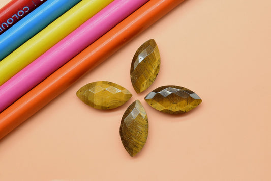 Natural Tiger Eye Faceted Hand Cut Gemstone Briolette Beads -10x20mm Long Marquise Shape Briolette - Loose Gemstone -1 Pair ,gemstone drops