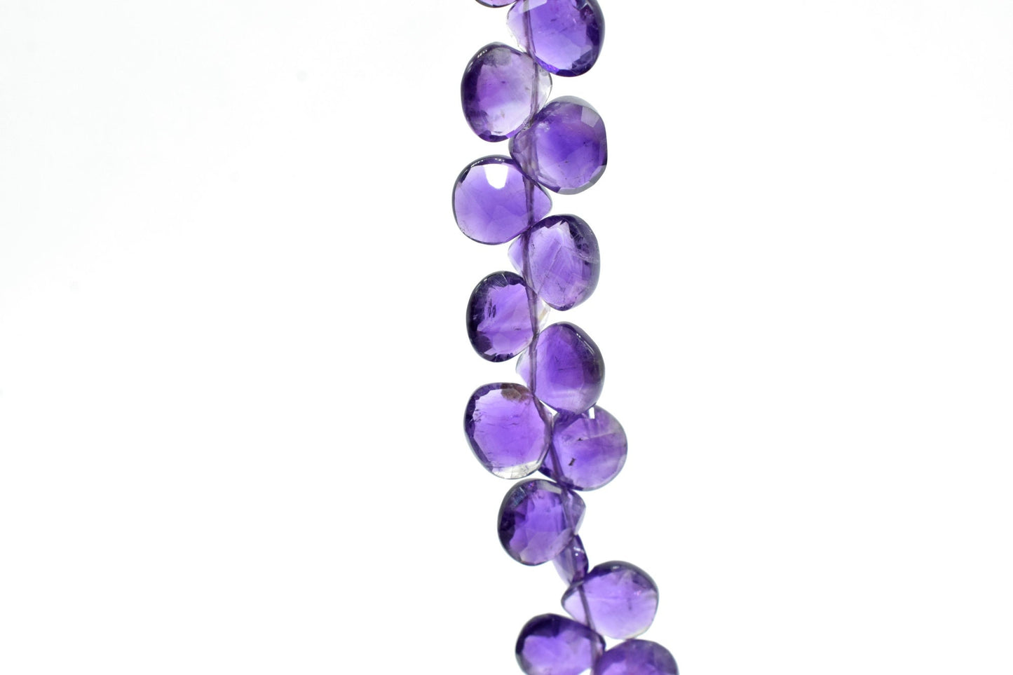 Purple Amethyst 8mm heart shape faceted Briolette,Amethyst beads,Amethyst jewelry making beads,Amethyst briolettes 8 inch strand,Amethyst