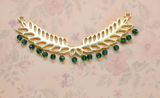 Emerald Quartz Beads Dangle Charms,Wedding Hair Vine Connectors,Gemstone Leaf Pendant Necklace,Component Leaf Charms,Handmade jewelry,Gift