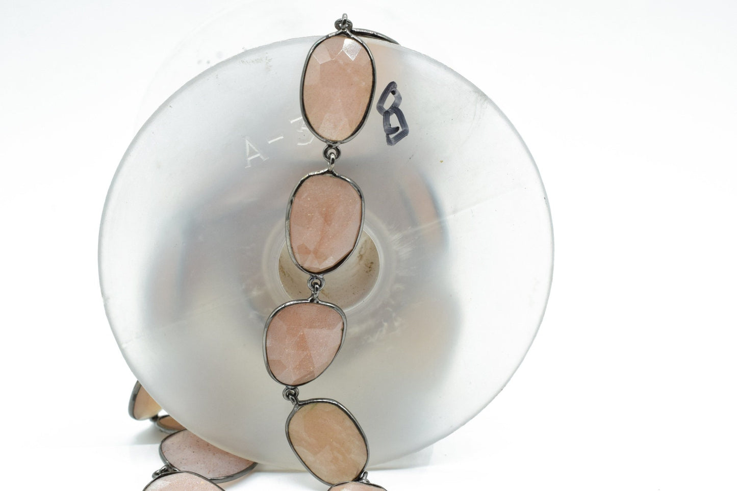 Peach Moonstone Bezel Connector Chain,Peach Moonstone Free form Size Connector Chain,Handmade Bezel Link Chain,Gold Plated Bezel Link Chain