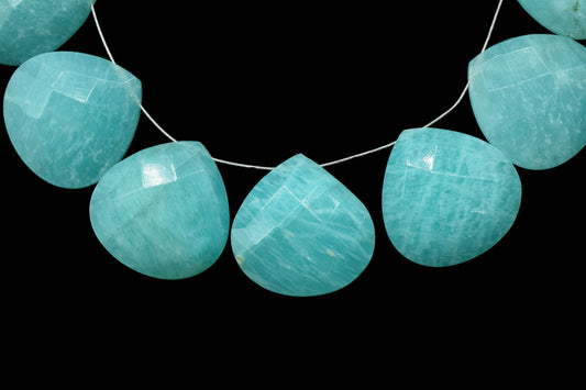 mazonite Faceted 20mm Heart Shape Briolettes,Amazonite Gemstone Beads,20mm Heart Shape Beads,Green mint Heart Shape,Natural Amazonite beads