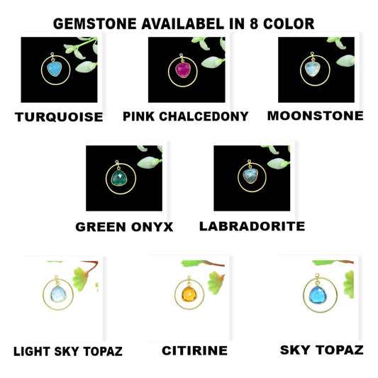 Gemstone Trillion Bezel Pendant,Finding Round,Women Earring,Bridal Earring,Station Link Supply,Gemstone Circle Components,Pendant Jewelry