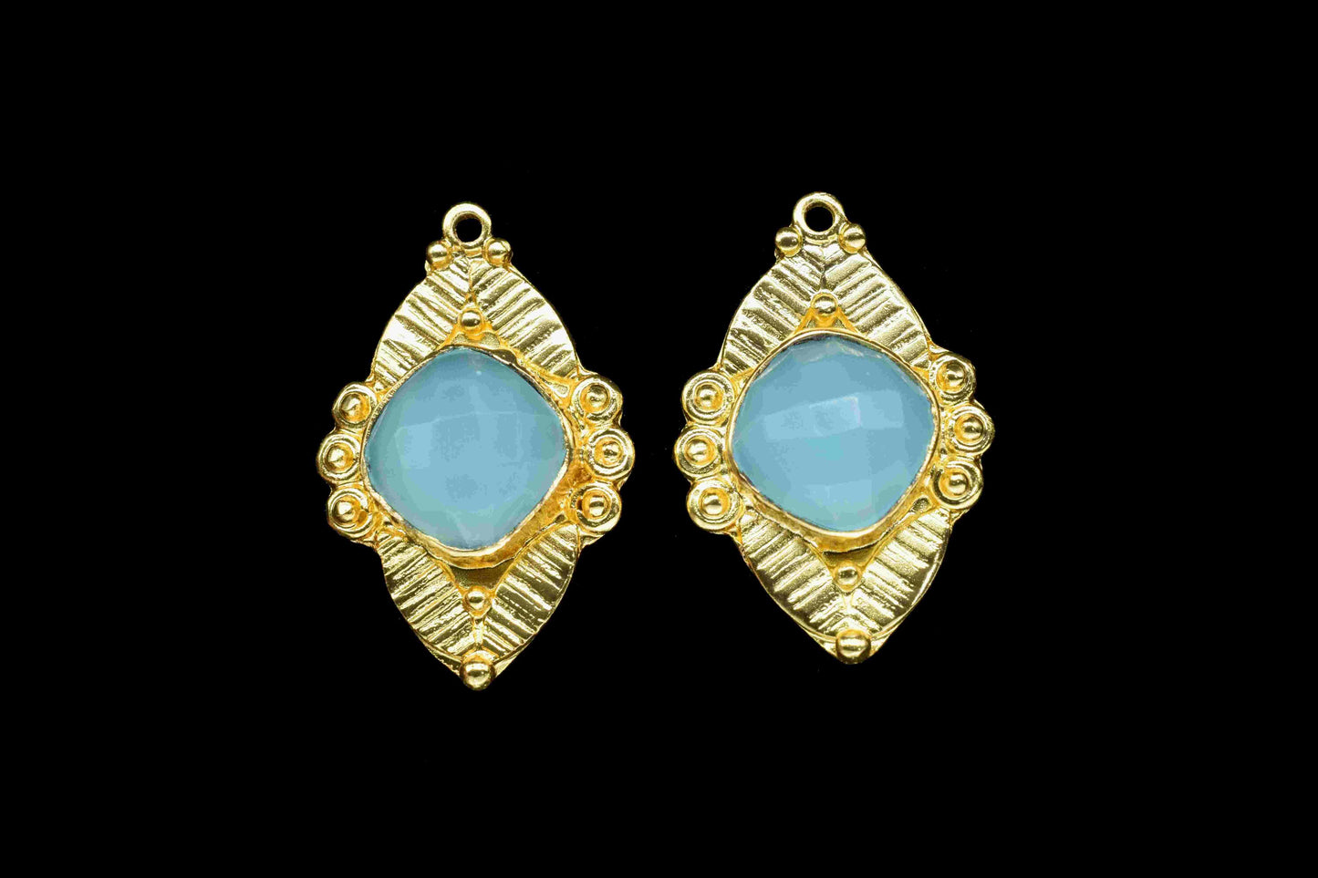 Peru Chalcedony 10mm Cushion Shape Pendant,Peru Gemstone Pendant Jewellery, Chalcedony Connectors, Calibrated Gemstone, Gold Plated Pendant