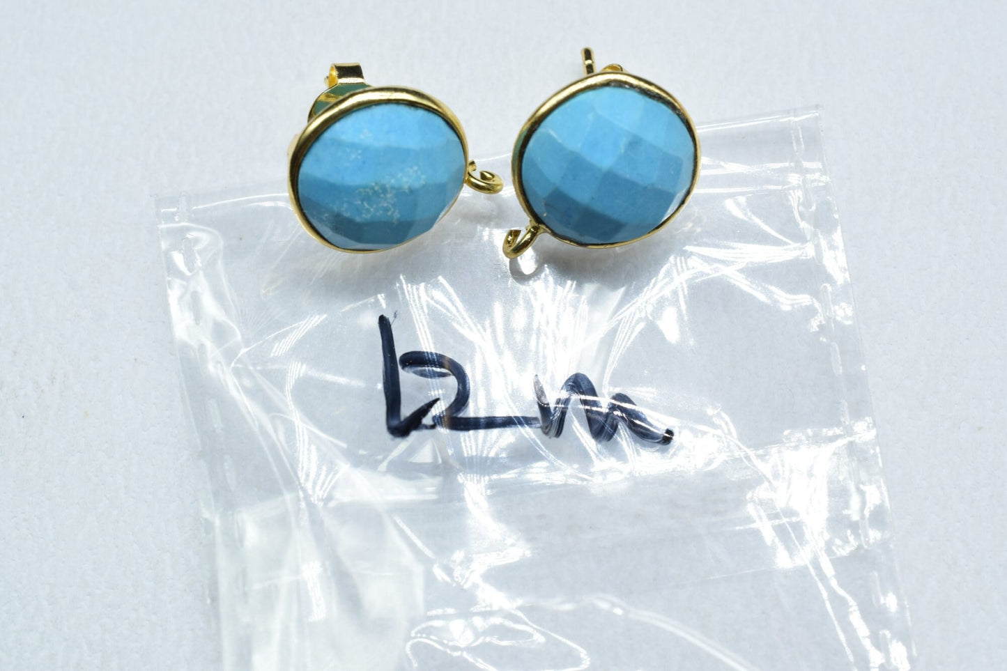 12mm Round Turquoise Earring Connector,Gemstone Connector Post Stud,Craft Supplies,Jewelry Findings,Jewelry Making Component,Turquoise Studs