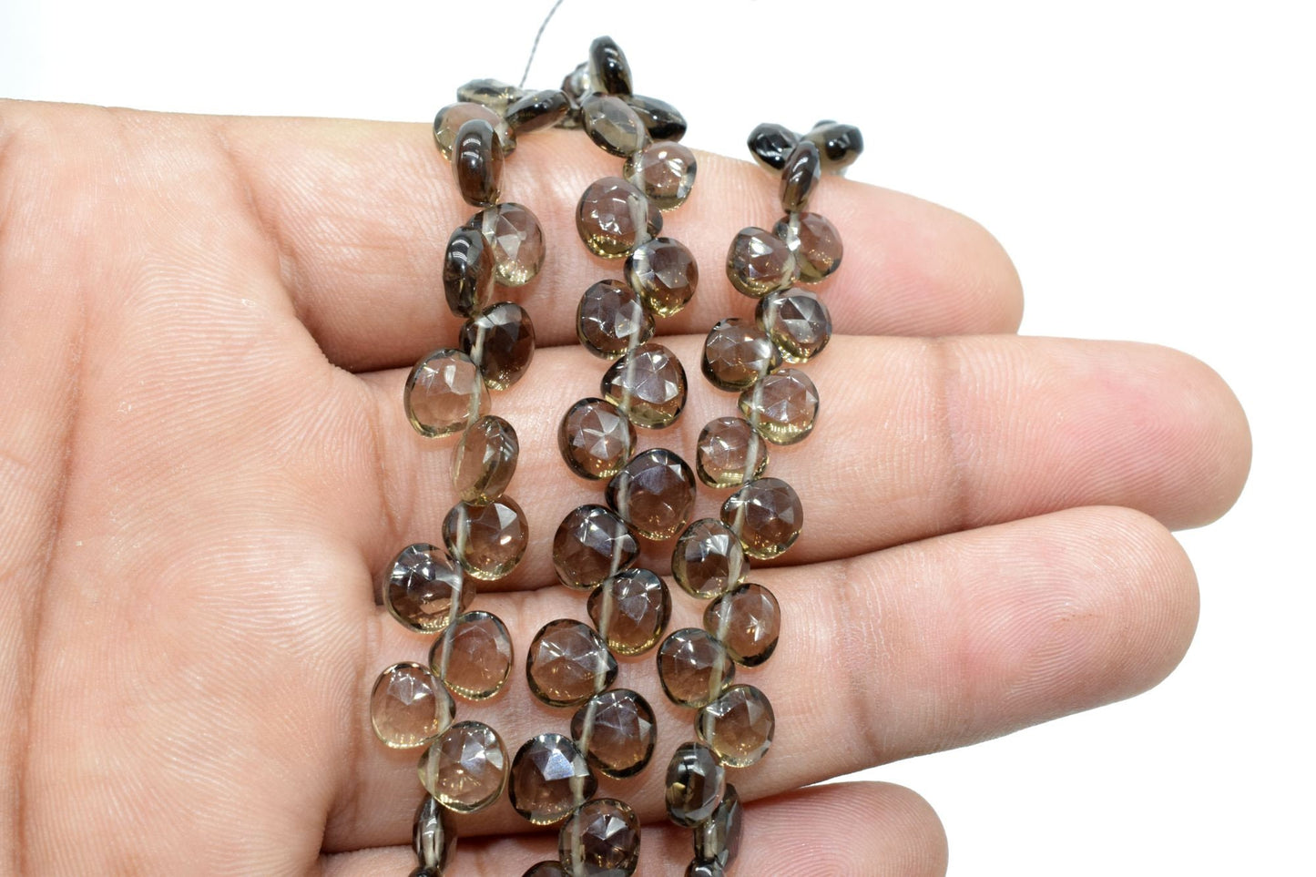 Smoky Quartz Heart Shape Beads,AAA Quality Briolettes,8mm Smoky Heart Shape,Heart Shape beads,Jewelry Making Craft,Side Drilled Heart Shape,