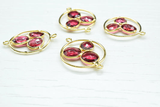 Pink Tourmaline Charms Jewelry,Pink Tourmaline Quartz Gold Plating Double Bail Component Earring Jewelry,Pink Tourmaline Quartz Oval Pendant