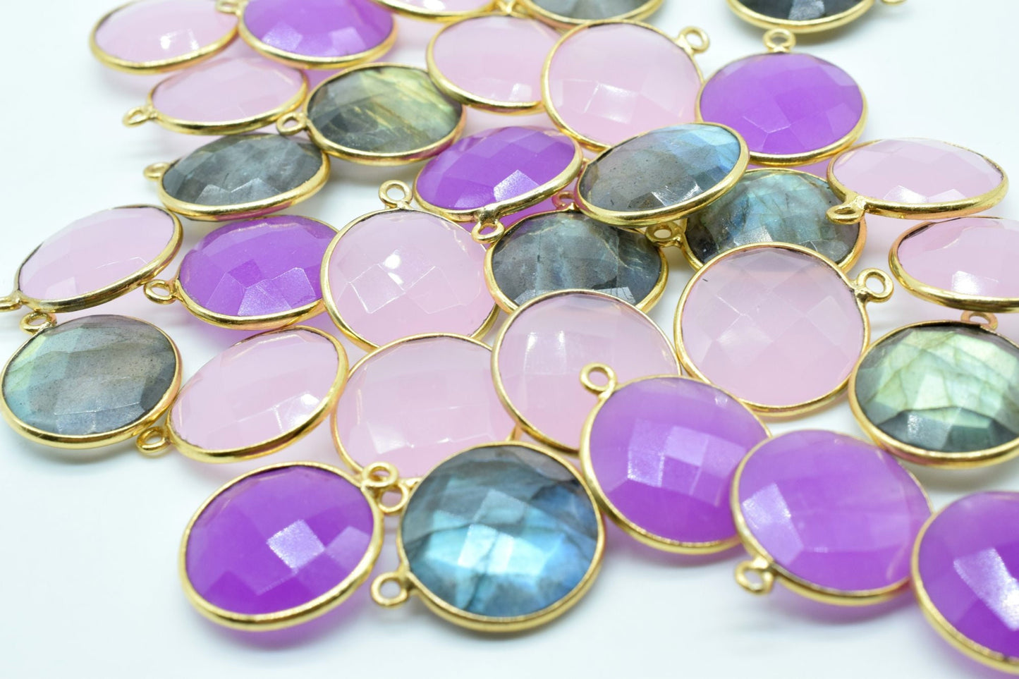 Lavender 16mm Round Bezel charm,Brass Gold Plated bezel,Lavender Pendants,Lavender handmade charms,Lavender coin shape charms,Lavender bezel