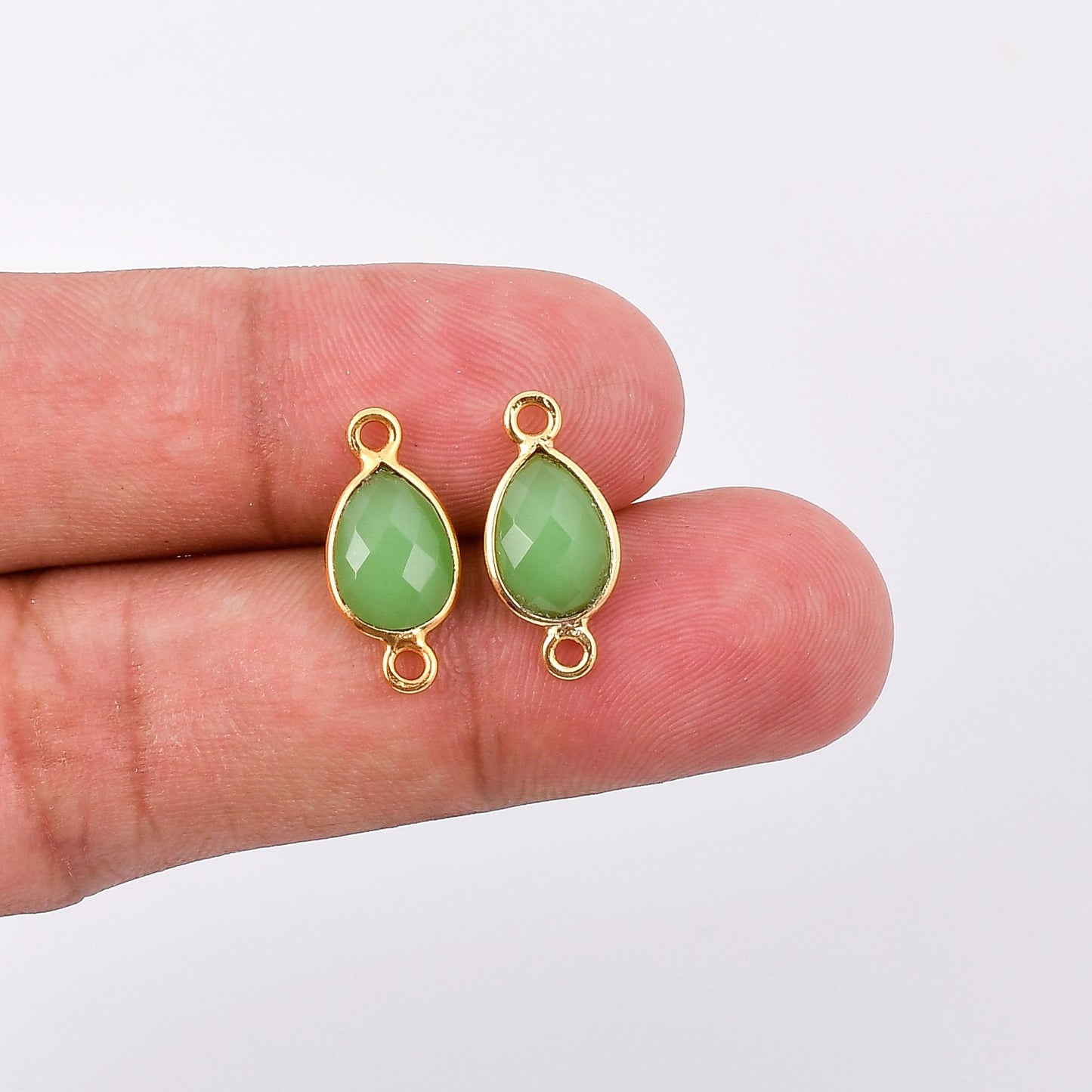 Chrysoprase 7x10mm Pear Shape bezel,Gold Plated bezel,Chrysoprase Bezel connectors,Gold Vermeil Bezel,jewelry making charm,Gold-Filled bezel