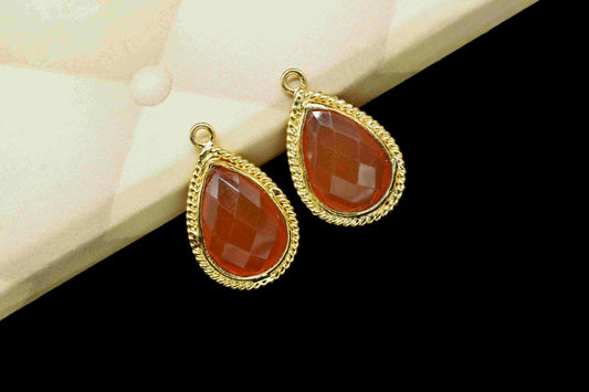 Carnelian Gemstone Teardrop Shape Charms,Carnelian 9x13mm Single Bail Connector Jewelry,Pear Shape Pendant,Gemstone Bezels Charms Jewellery