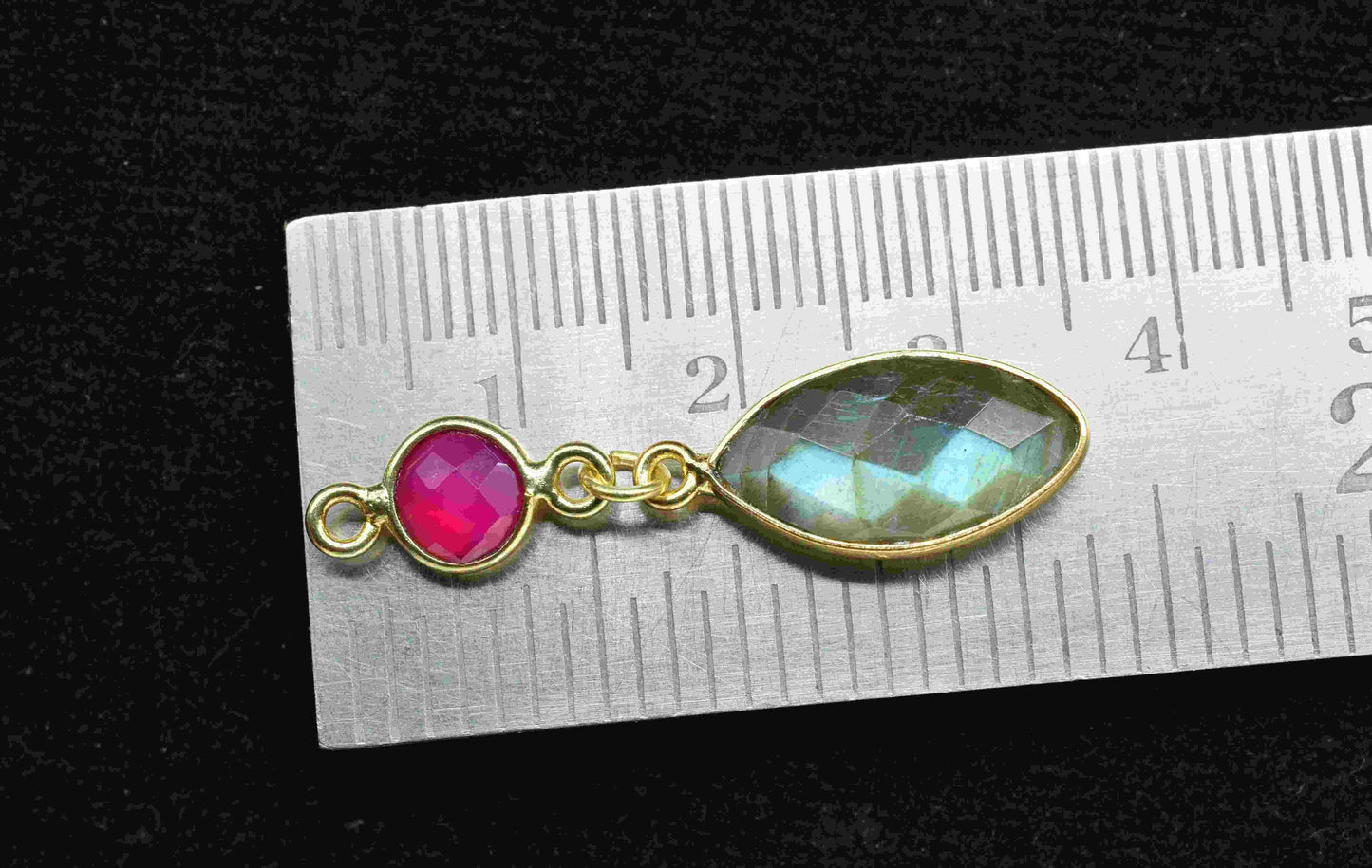 Labradorite Component pendant,Multi Gemstone Dangle Earring,Chalcedony Connector jewelry,Dangle pendant Charm,Handmade Station Bezel Link,