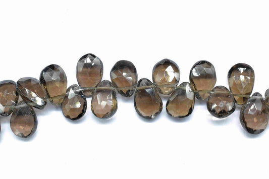 Smoky Quartz Pear Shape Briolettes, Gemstone Faceted Pear Shape Beads Strand, Smoky Quartz Faceted Teardrop,Smoky Quartz Strand Jewelry,Gift