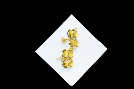 Citrine Gemstone Earring Connector/Gold Plated Jewelry/Citrine Handmade Jewelry/Bezel Component/Jewelry making Stone/Heart Shape Earring