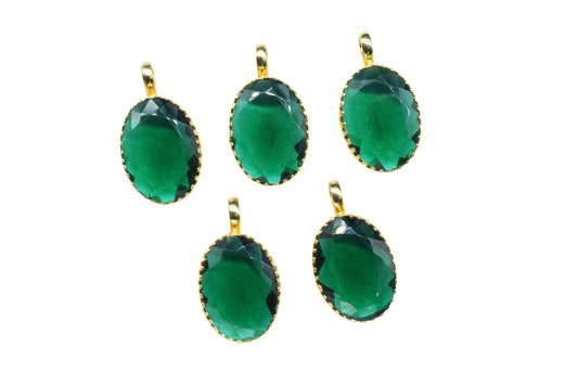Emerald Quartz Pendant Charms,Statement Pendants,Loop Pendants,Prong Pendant Jewelry,Gemstone faceted Pendants,Handmade Brass Pendant,Gift
