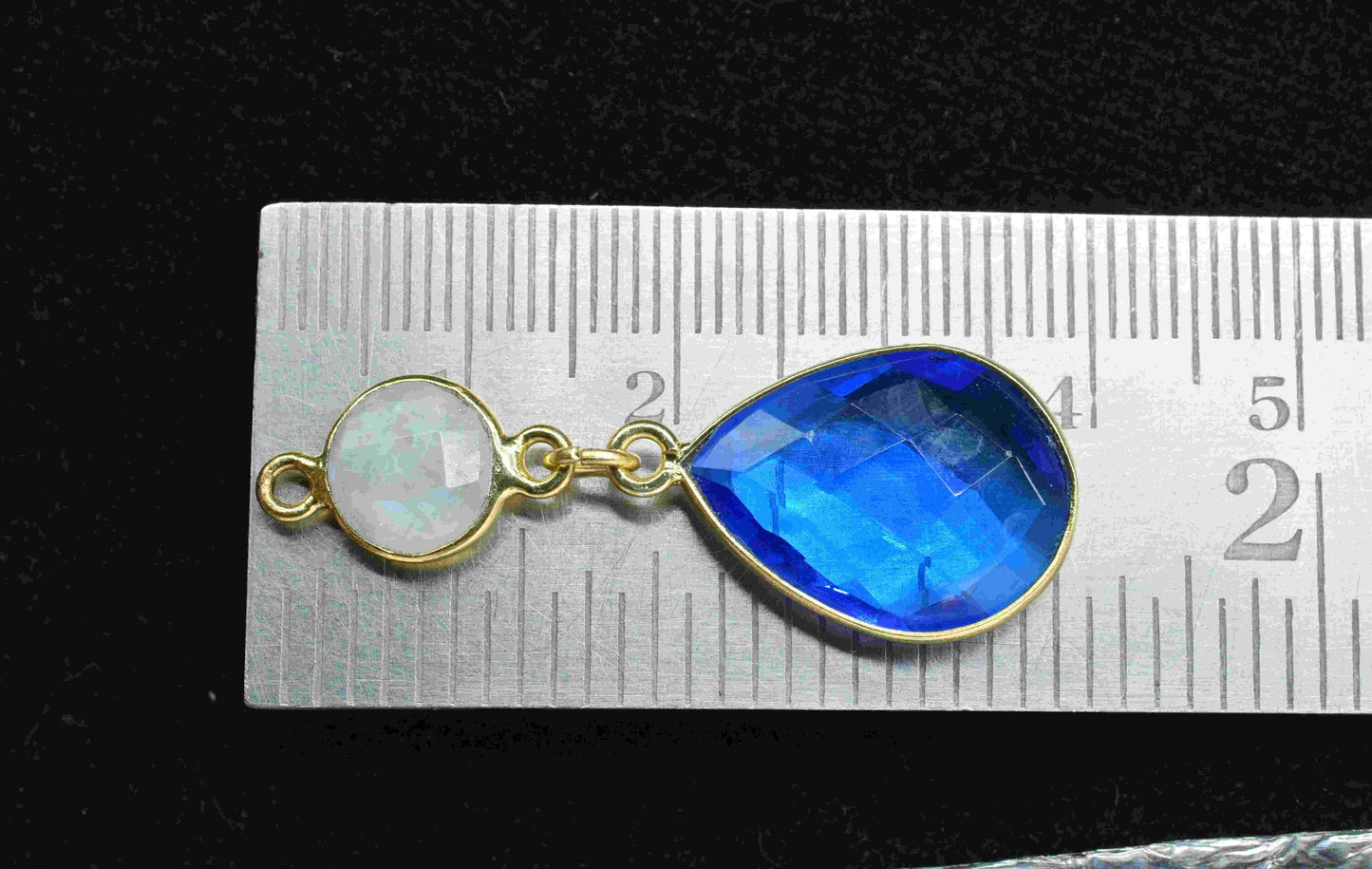 Blue Topaz Component pendants,Multi Gemstone Dangle Earring,Rainbow Connector,Handmade jewelry,Dangle pendant Charms,Station Bezel Link,Gift