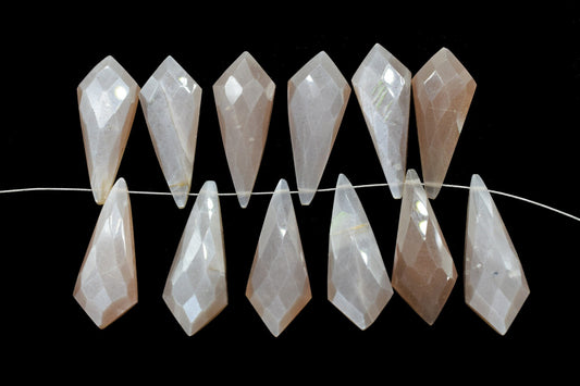 Peach Moonstone 9x27mm Faceted Briolettes,Peach Moonstone Beads,Semi-Precious Gemstones Beads,Calibrated Beads, Peach Moonstone gemstones