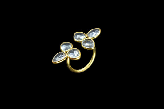 Crystal Ring/Pear cut Stone Ring/Crystal Jewelry/Quartz Ring/Clear Crystal Engagement Ring/Bridal Jewelry/Handmade Ring/Gift For Her