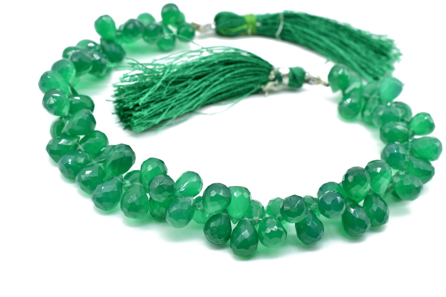 Green Onyx Drops faceted,Green Onyx Briolette,AAA Quality teardrop,6x9mm faceted drops,green teardrop,jewelry making beads,8'' drops strand