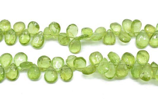 Natural Peridot Faceted Pear Shape Briolettes,Side Drill Pear Shape Beads,Peridot Pear Shape beads,green Gemstone Briolettes,6x8 Pear Shape