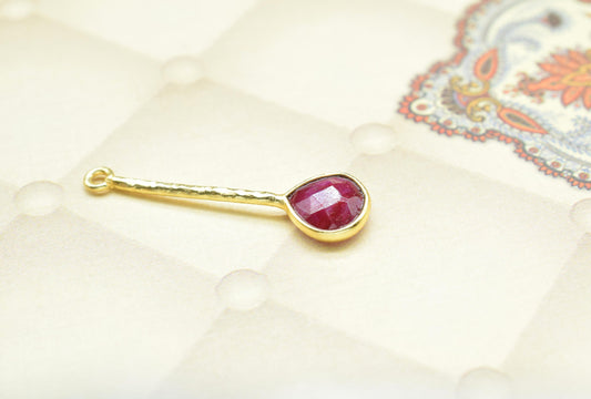 Natural Ruby Pendant/Gemstone Component/Faceted Ruby Single Bail Charm/Necklace Pendant/Heart Shape Charm/Wholesale Supply/Made for her