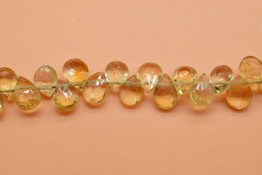 Citrine 6x8mm Pear Shape Briolettes, Gemstone Faceted Pear Shape Beads, 6 Inch Strand,Citrine Faceted Teardrop,Citrine Quartz Strand Jewelry