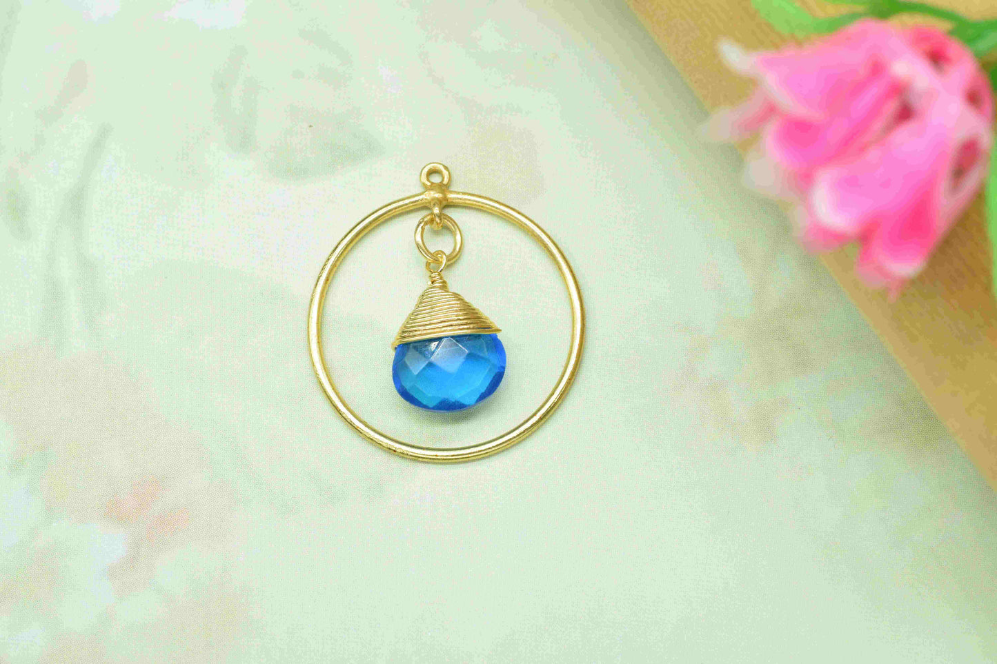 Finding Circle Pendant,Wire Wrapped Finding Component,Gemstone Heart Shape Pendant Jewelry,Handmade Beads Dangle Earring,Station Link Supply