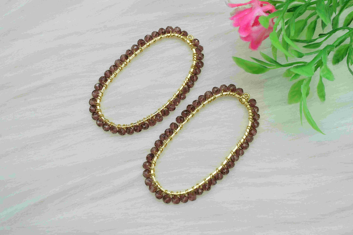 Pink Amethyst beads Finding Connector,Oval Pendant Component,Handmade Connector,Finding Necklace,Beaded Finding Component,Amethyst jewelry