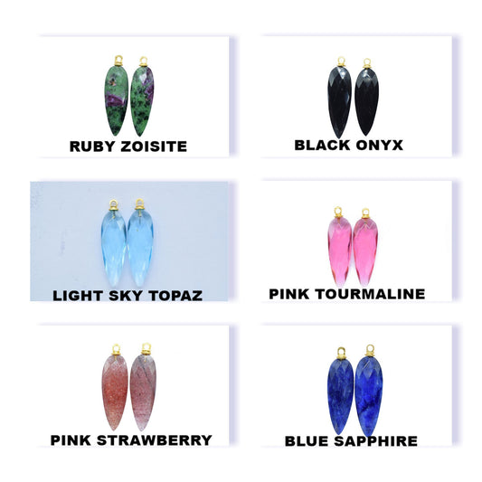 Long Briolettes Pendant Charm,Craft Supplies,Gemstone Teardrop Pendant,Beads Jewelry,Single Bail Connector,Findings Station Bezel Link,Gift