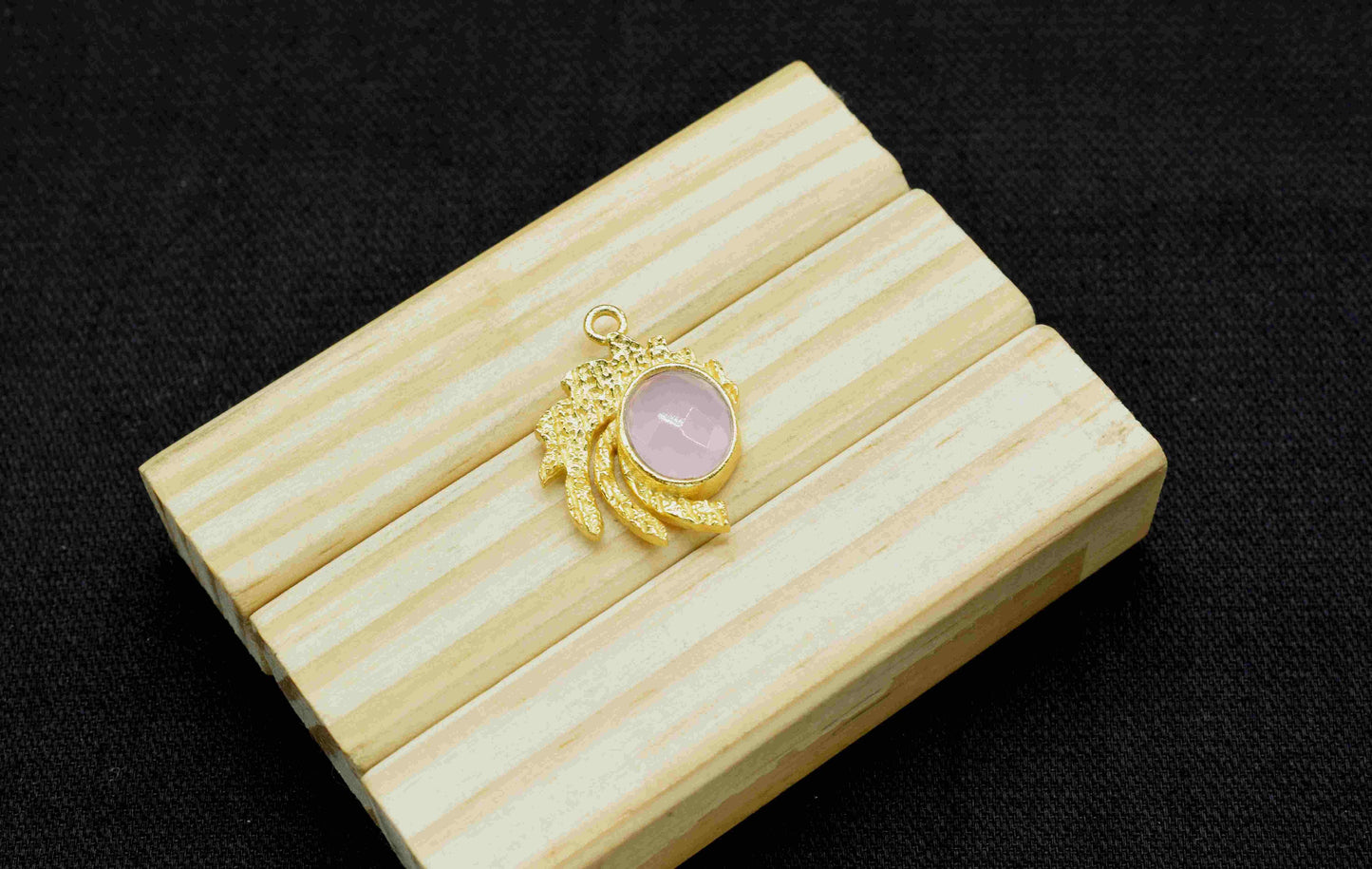 Rose Quartz Pendant , Gemstone Handmade Pendant , Bulk Gemstone Pendant , Gold Plated Connectors ,Single Bail Gemstone Connector Charm