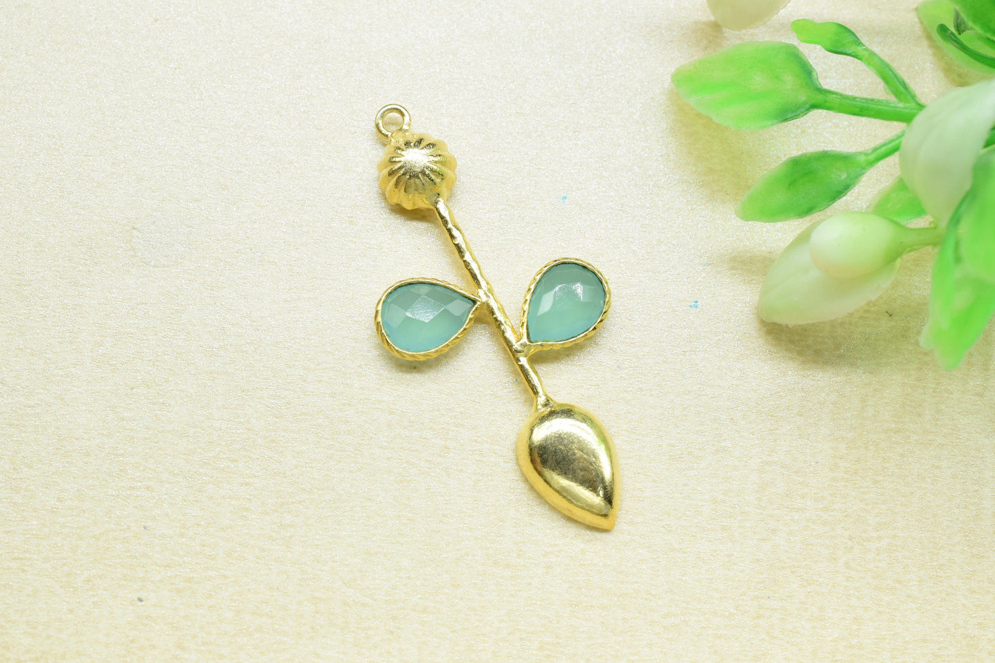 Aqua Chalcedony charms/Aqua Pendant/Gemstone Components/Connector Charms/Single Bail Pendant/Teardrop Pendant/Handmade Jewellery,Brides Gift