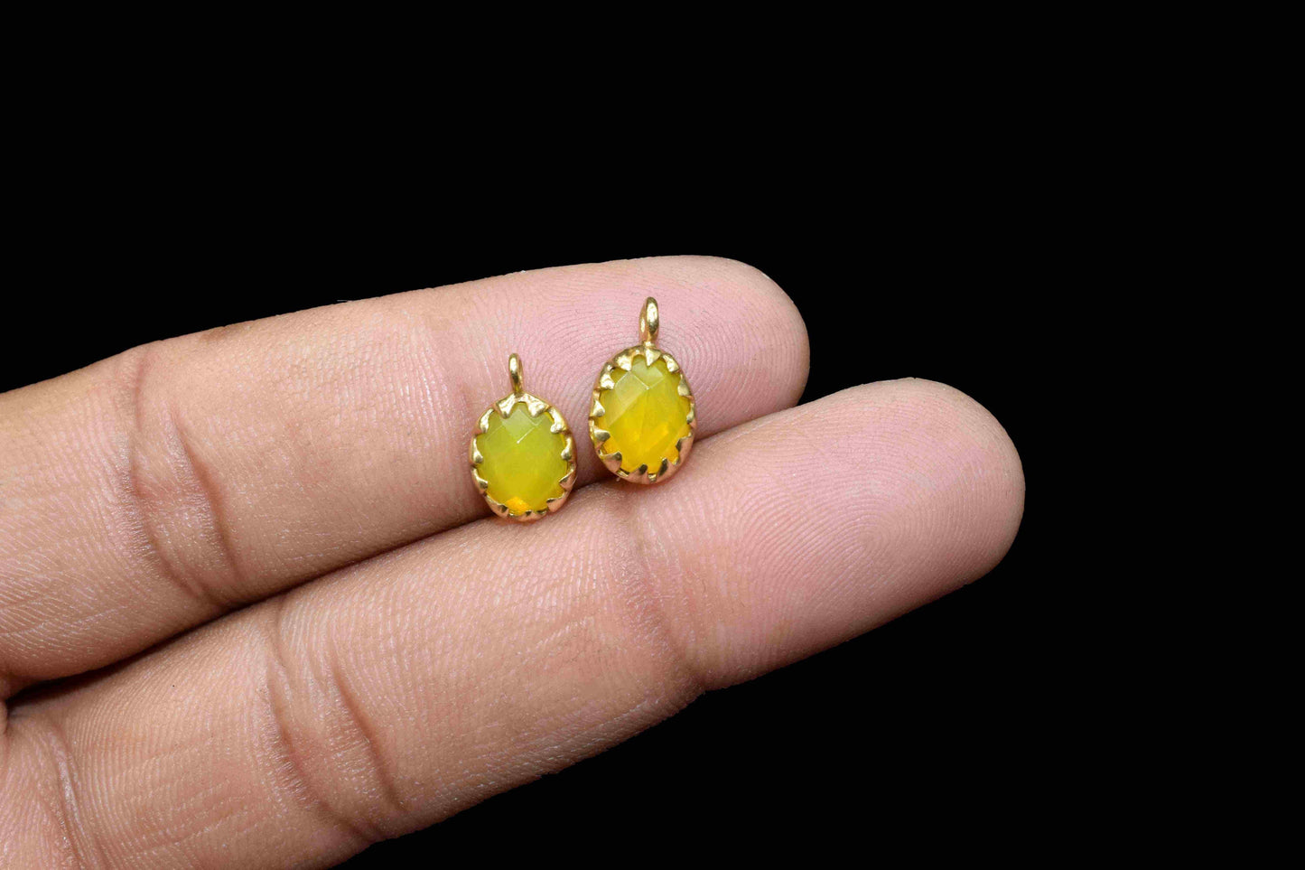 Yellow Opal Prong Connectors,Single bail connector,Yellow Opal Pendant Jewelry,Handmade Gemstone Bezel Link,Tiny Yellow Opal Bezel Pendant