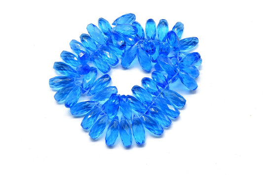 Natural Blue Topaz Teardrop 6x16mm Briolettes, Gemstone Teardrop Briolettes, Super Blue Topaz Briolettes, Jewelry Making Briolettes Drops