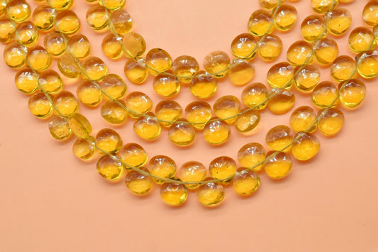 Citrine Faceted 8mm Heart Shape Briolette,Semi-Precious Gemstones briolettes,Gemstone Heart Shape Briolettes,Jewelry Making Supplies