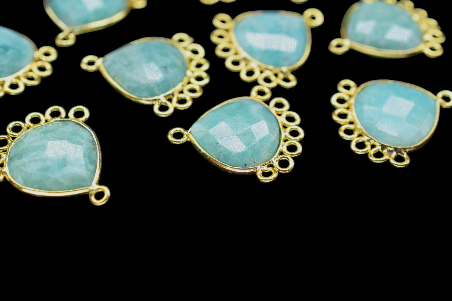 Amazonite 14mm Heart Bezel Charm/Charms Connector/Handmade Jewellery Connectors/Gemstone Brass Component/Women Jewelry/B'day Gift