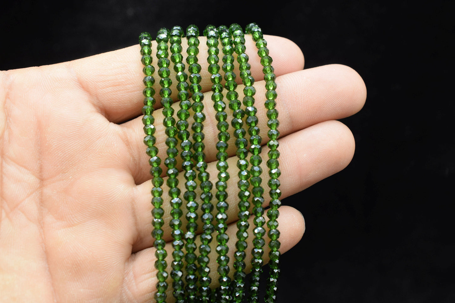 Emerald Quartz Faceted Beads/Loose Stone Beads/JewelryMaking Beads/Emerald Quartz Beads Strand/Rondelle Beads/13 inche beads Strand